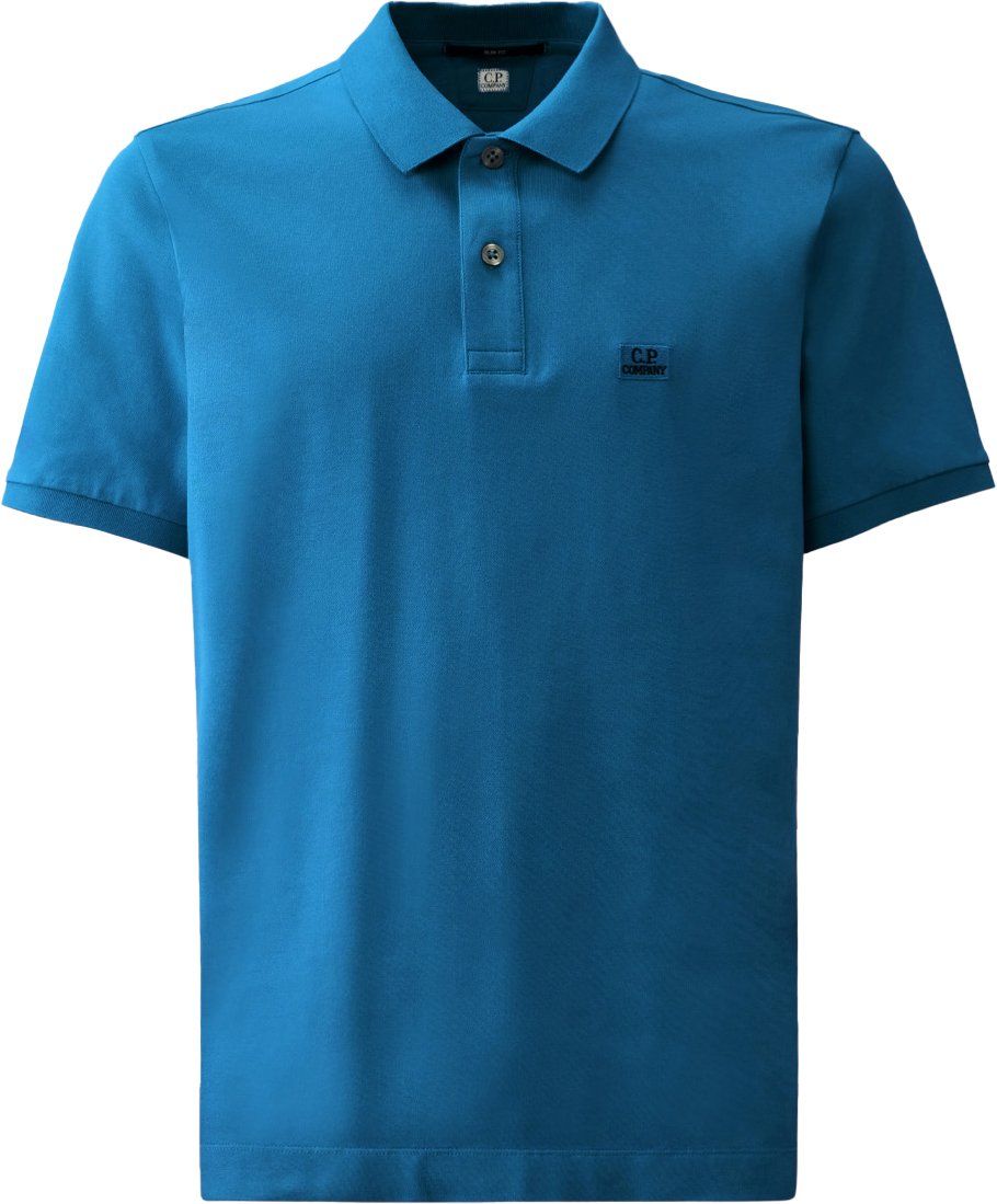 CP Company Stretch Pique Logo polo shirt Blauw