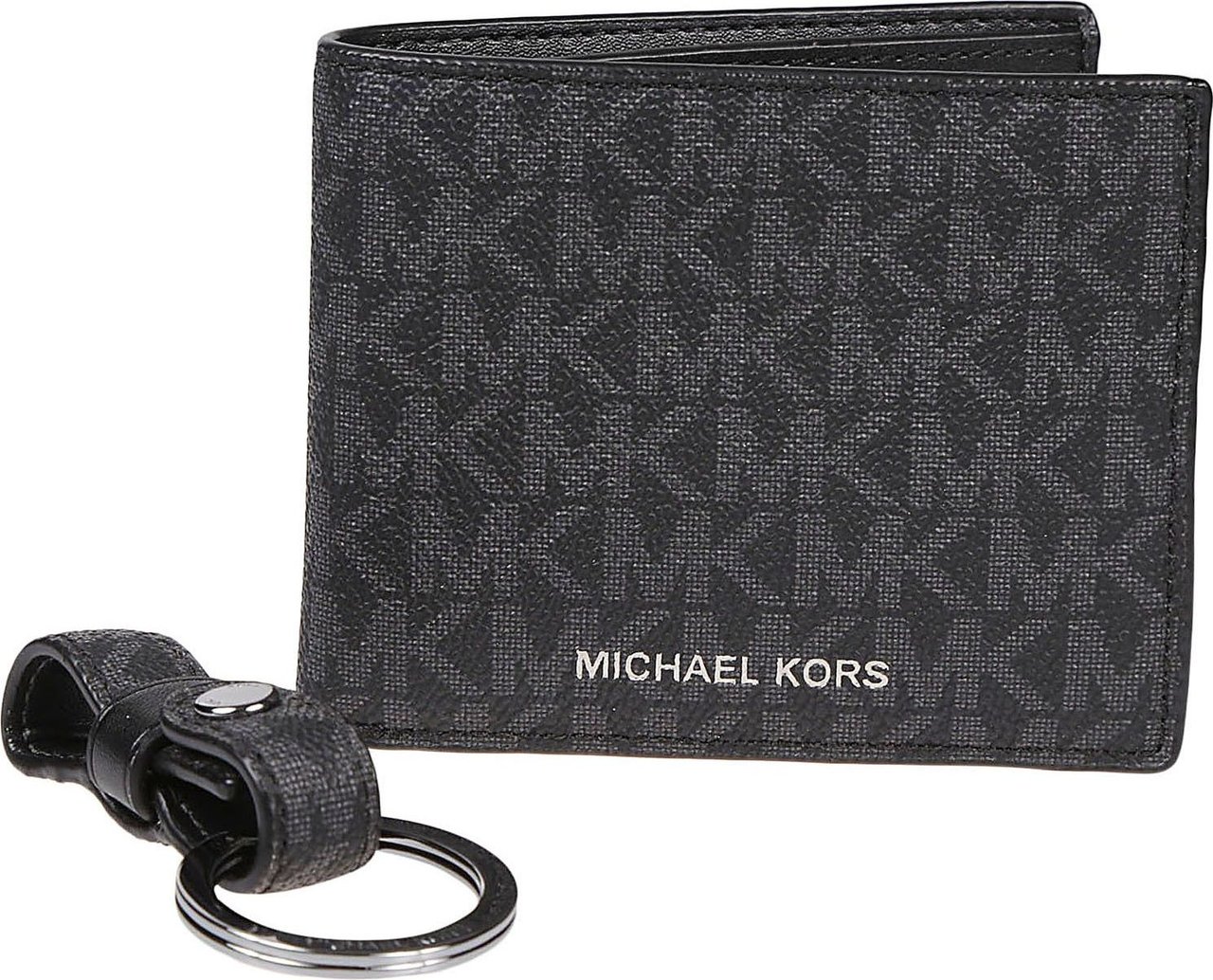 Michael Kors Slim Billfold Wallet With Keyring Box Set Black Zwart