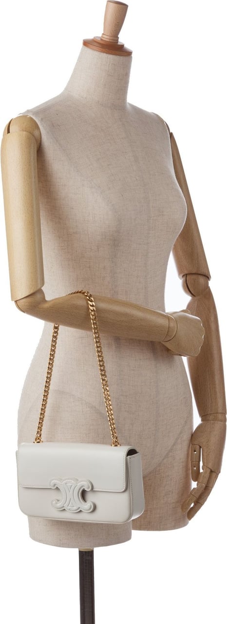 Celine Cuir Triomphe Chain Shoulder Bag Wit