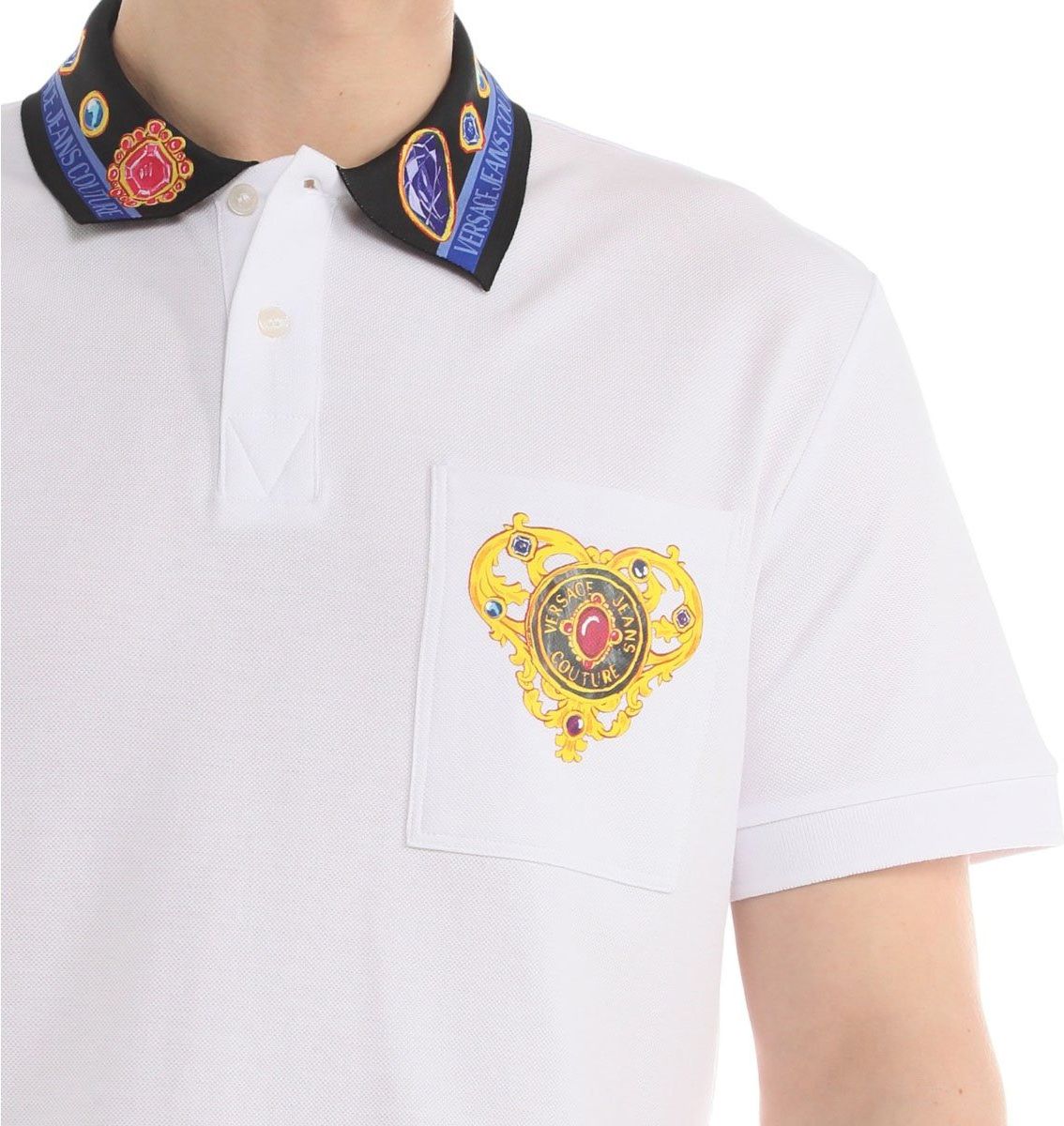 Versace Jeans Couture Versace Couture Heren Polo Wit 76GAGT11-CJ01T/003 Wit