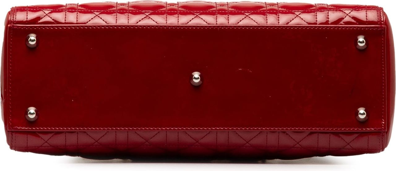 Dior Large Patent Cannage Lady Dior Rood