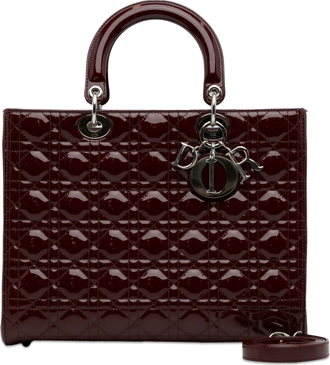 Dior Large Cannage Patent Lady Dior Rood