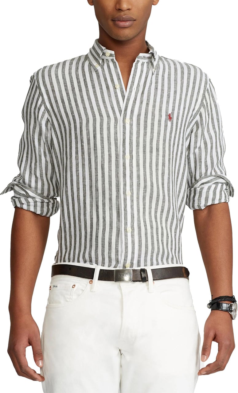 Ralph Lauren stripe-pattern linen shirt Grijs