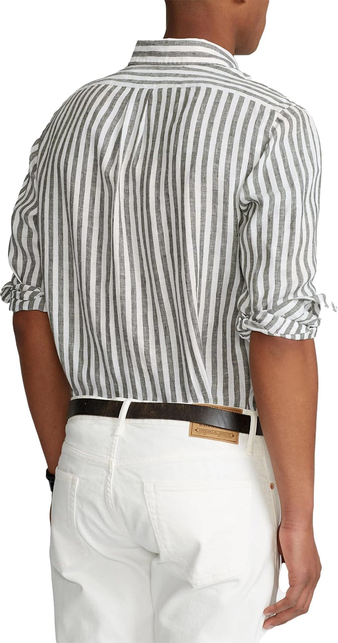 Ralph Lauren stripe-pattern linen shirt Grijs