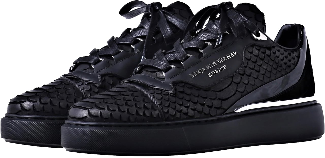Benjamin Berner Benjamin Berner Python Cut Sneakers Zwart Raphael Python Zwart