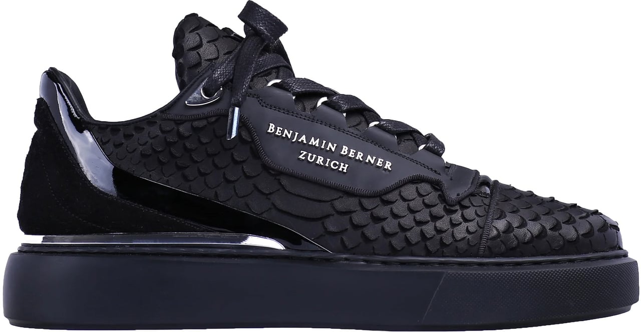 Benjamin Berner Benjamin Berner Python Cut Sneakers Zwart Raphael Python Zwart