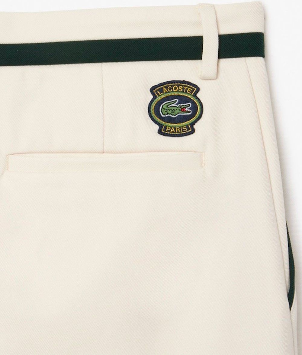 Lacoste pantalon de costume a badge en polyviscose pour hommes Beige