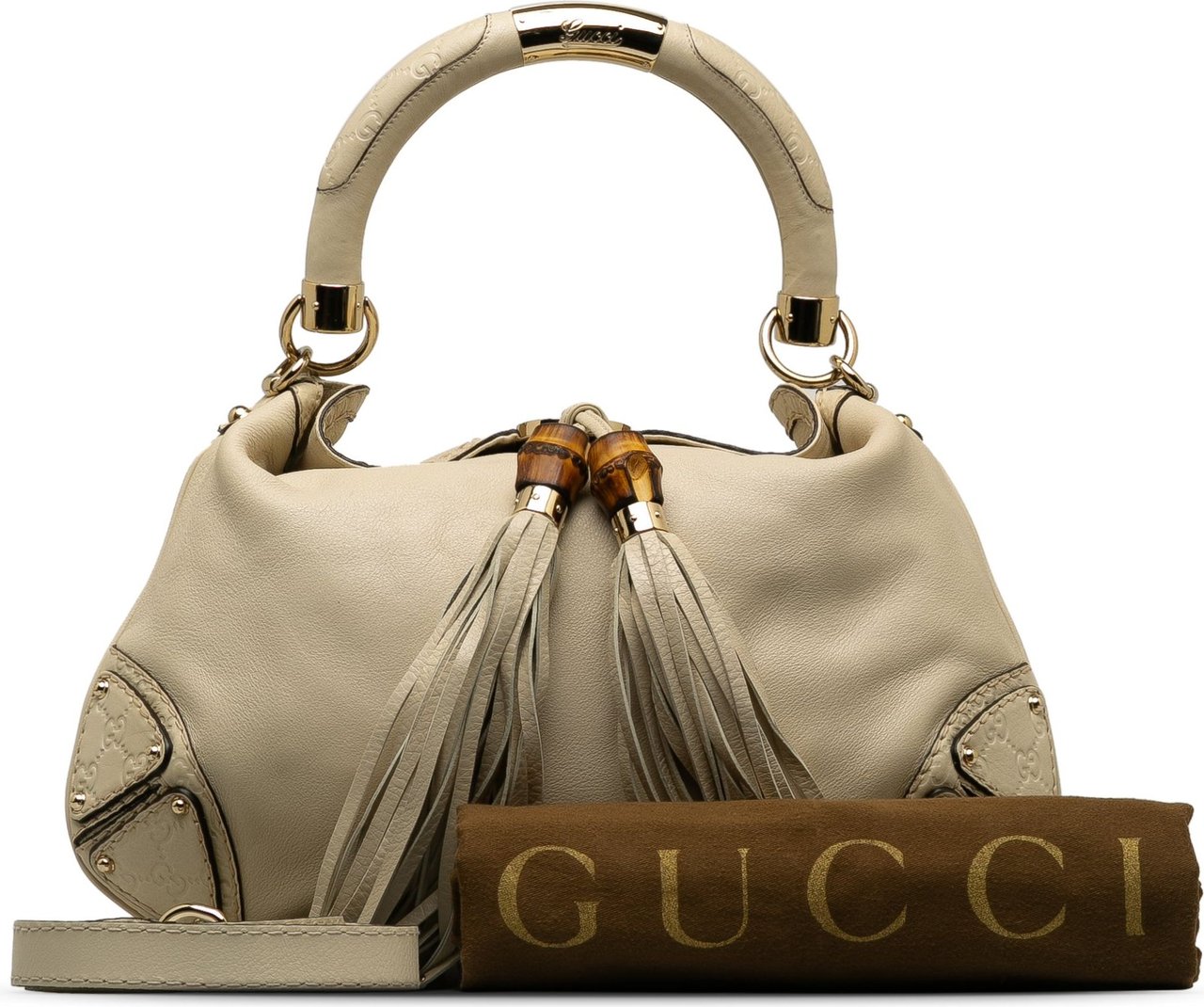 Gucci Bamboo Indy Leather Satchel Wit