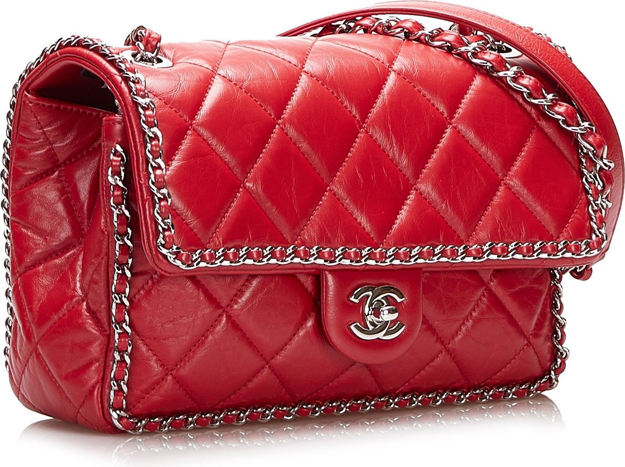 Chanel Crumpled Chain All Over Flap Rood
