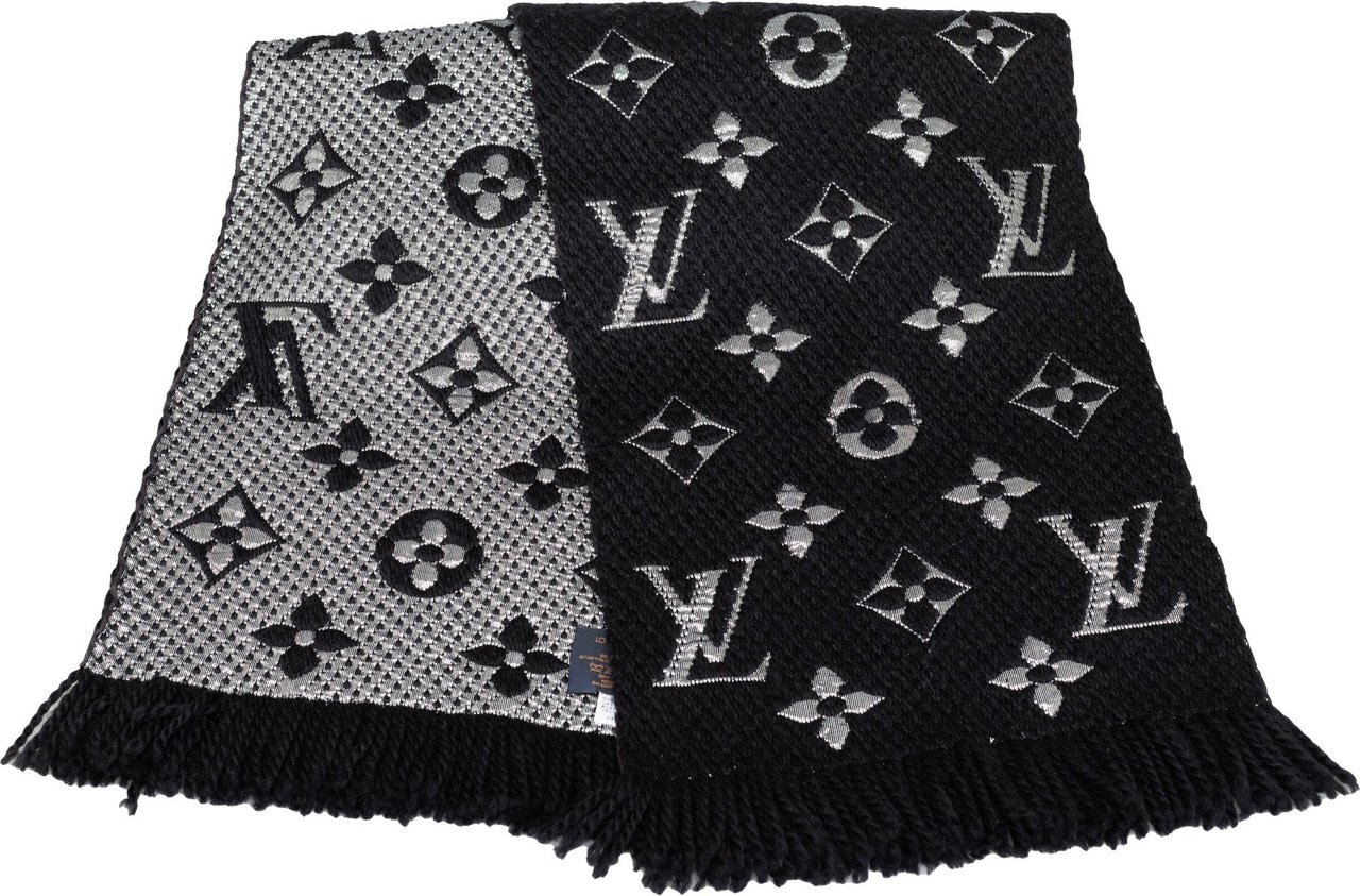 Louis Vuitton Logomania Wool Shine Scarf Zwart