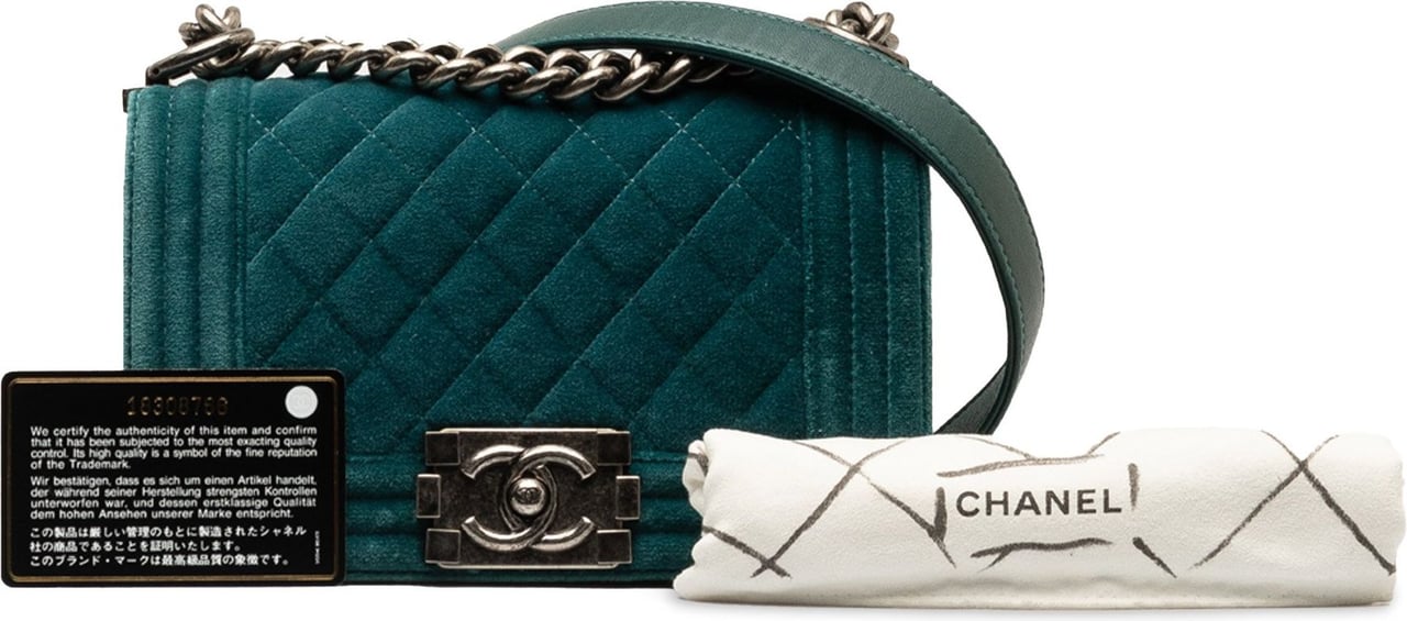 Chanel Small Boy Velvet Flap Bag Blauw