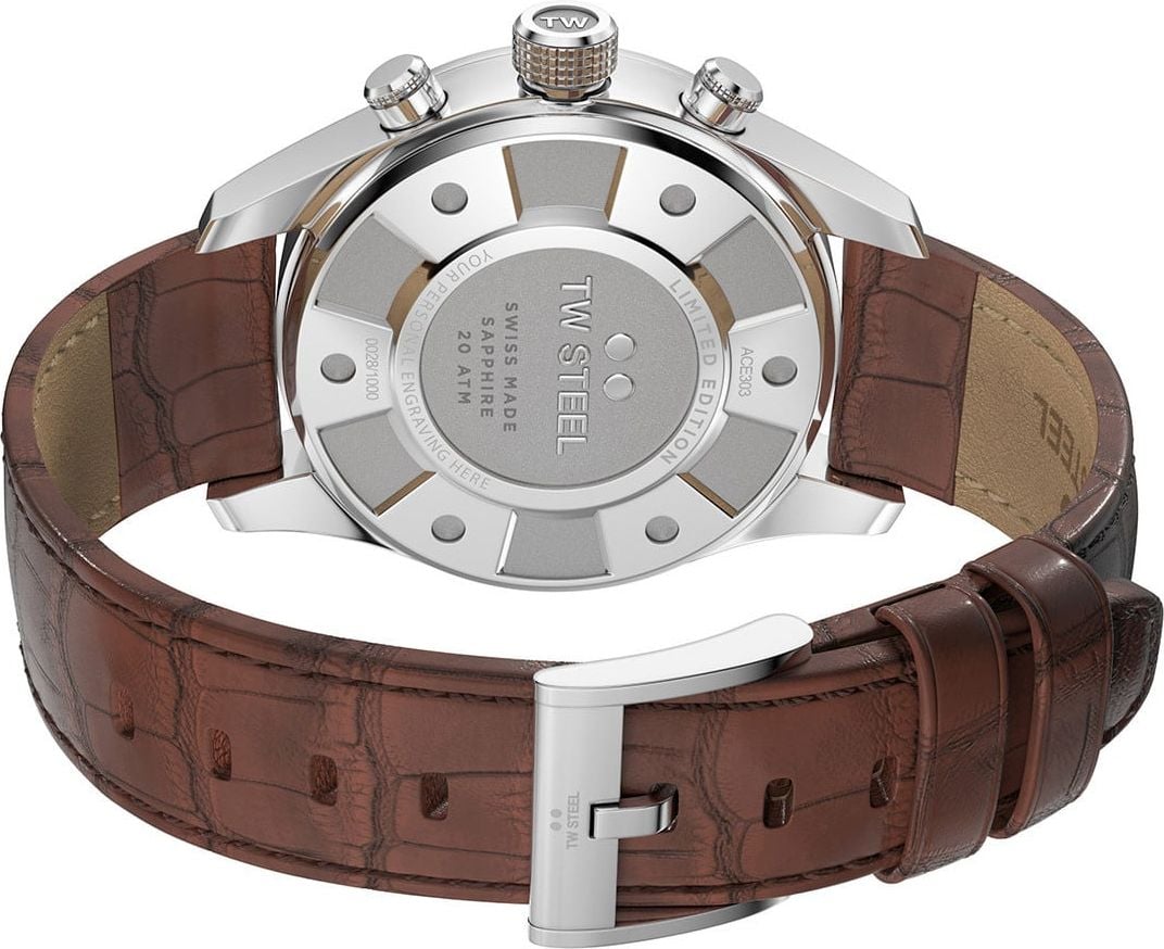 TW Steel TW Steel Horloge Heren ACE303 ACE Aternus Limited Edition Swiss made met Bruin Croco Horlogeband Divers