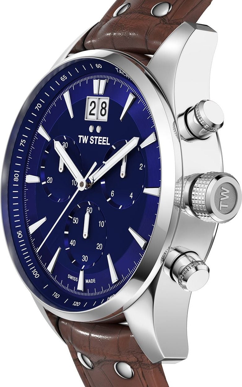 TW Steel TW Steel Horloge Heren ACE303 ACE Aternus Limited Edition Swiss made met Bruin Croco Horlogeband Divers