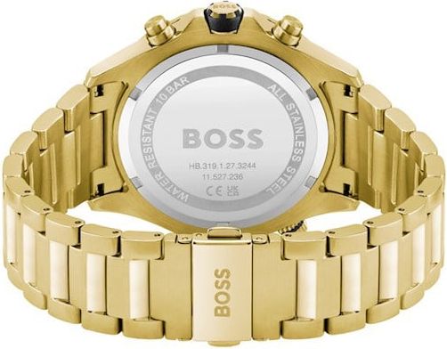 Hugo Boss BOSS Horloge Heren HB1513932 Staal Goudkleurig Chronograaf met Zwarte Wijzerplaat Divers