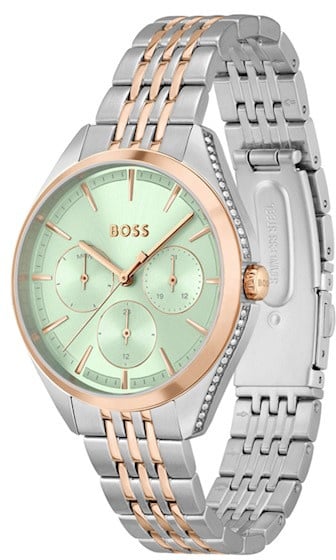 Hugo Boss BOSS Horloges Dames HB1502641 Staal Bi-Color Chronograaf met Mint Groene Wijzerplaat Divers