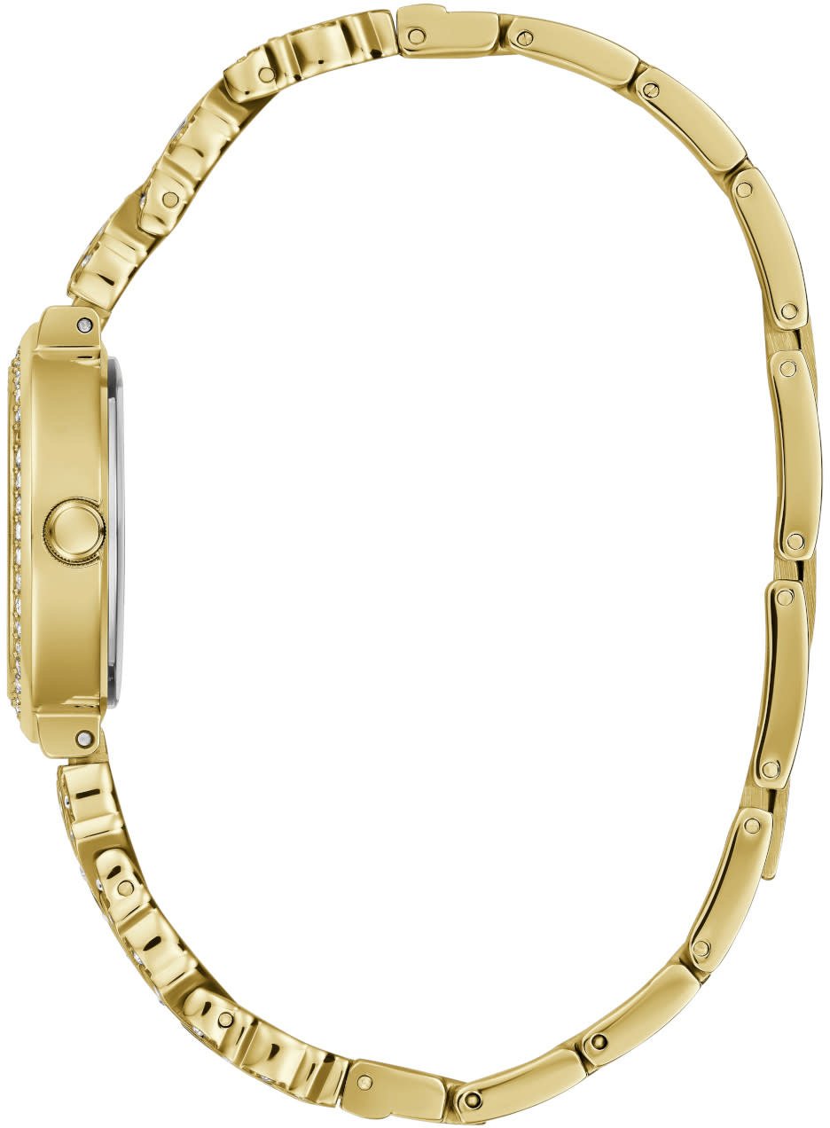 Guess Guess Dames Horloge GW0476L2 Staal met Geelgouden Plating Quartz en Geelgouden Wijzerplaat met Zirkonia Divers