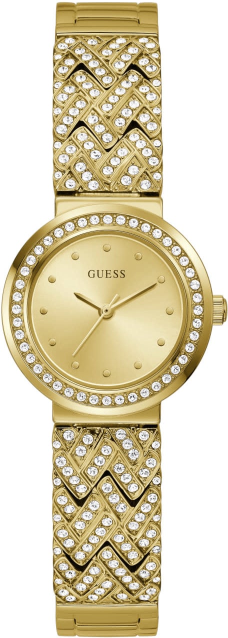 Guess Guess Dames Horloge GW0476L2 Staal met Geelgouden Plating Quartz en Geelgouden Wijzerplaat met Zirkonia Divers