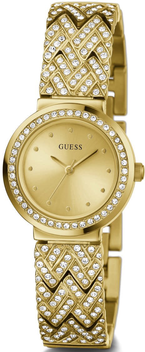 Guess Guess Dames Horloge GW0476L2 Staal met Geelgouden Plating Quartz en Geelgouden Wijzerplaat met Zirkonia Divers