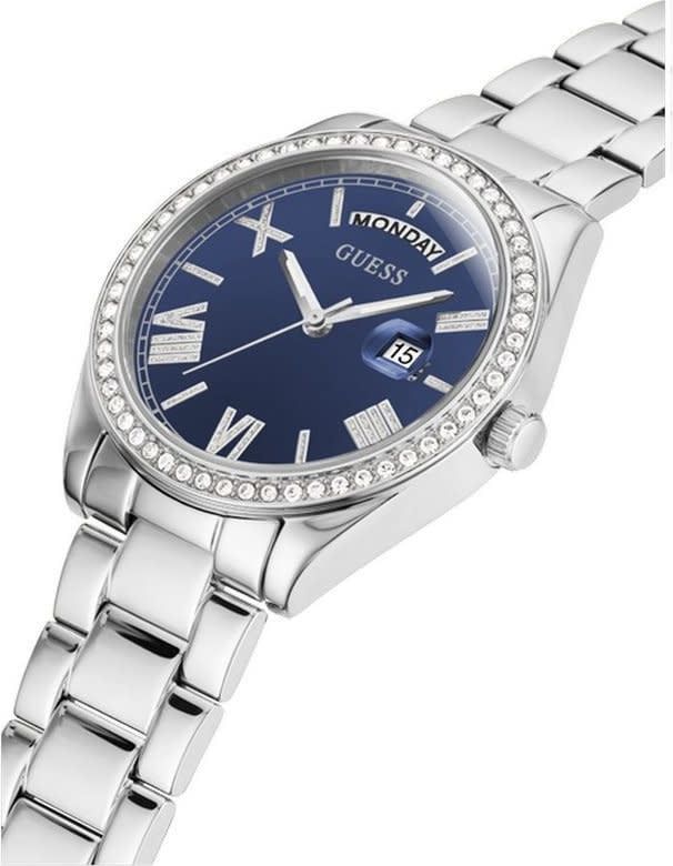 Guess Guess Dames Horloge GE0307L1 Staal Quartz met Blauwe Wijzerplaat en Zirkonia 39mm Divers