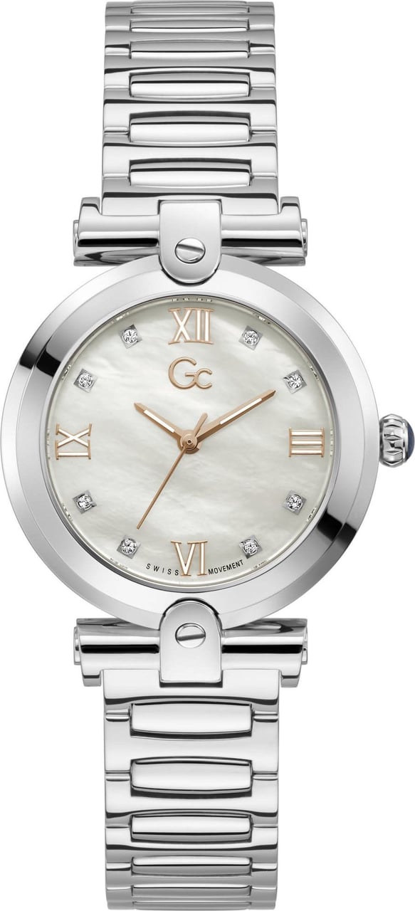 GC Y96003L1MF horloge dames staal 34 mm met Mother of pearl wijzerplaat met rose accenten Divers