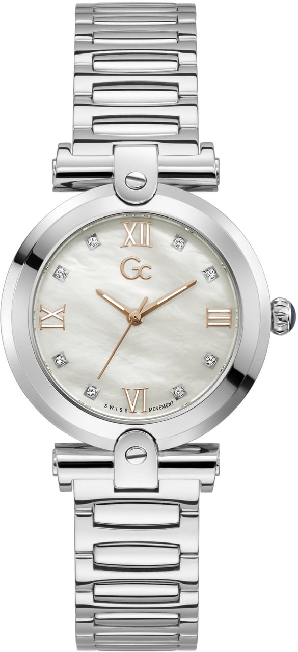 GC Y96003L1MF horloge dames staal 34 mm met Mother of pearl wijzerplaat met rose accenten Divers