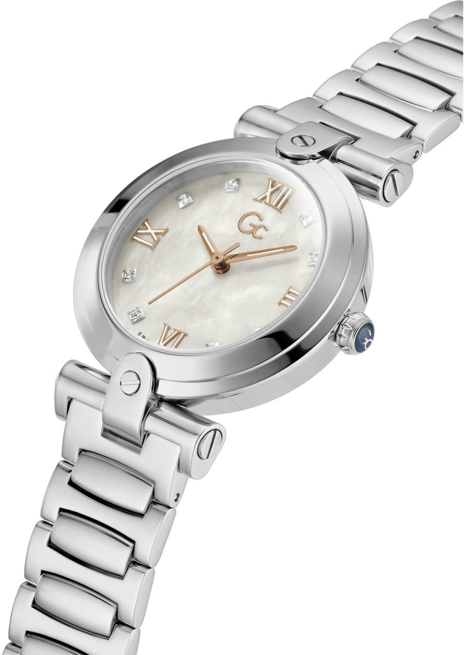 GC Y96003L1MF horloge dames staal 34 mm met Mother of pearl wijzerplaat met rose accenten Divers