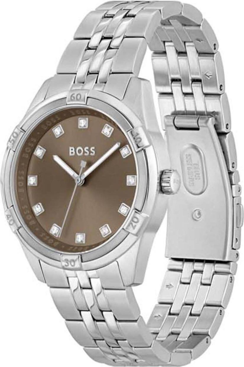 Hugo Boss BOSS Horloge Dames HB1502699Staal met Bruine Wijzerplaat Divers