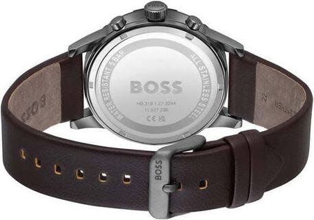 Hugo Boss BOSS Horloge Heren HB1514030 Staal Chronograaf met Bruin Leren Horlogeband Divers
