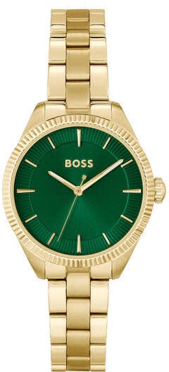 Hugo Boss BOSS Horloge Dames HB1502729 Staal Goudkleurig met Groene Wijzerplaat 32mm Divers