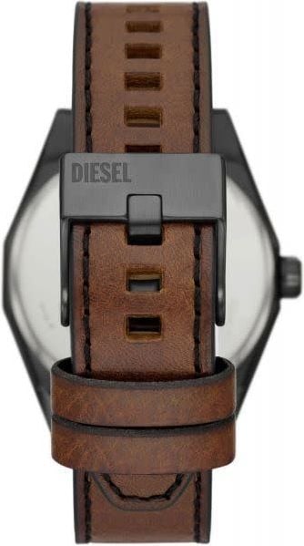 Diesel Diesel DZ2189 horloge heren staal 44 mm gunmetal plated met sunray blauwe wijzerplaat en stalen indexen uitgevoerd met robuuste bruine band Divers