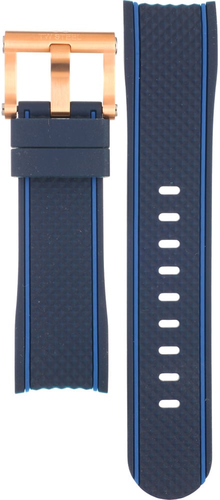 TW Steel TW Steel Horlogeband TWB181 Blauw Siliconen met Rose Plating Gesp Divers