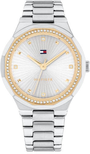 Tommy Hilfiger Tommy Hilfiger horloge TH1782723 Dames Piper staal met goudkleurige bezel met zirkonia's Divers