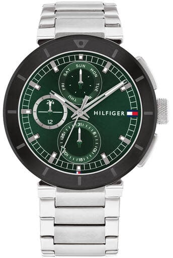 Tommy Hilfiger Tommy Hilfiger horloge TH1792117 Heren Lorenzo groene wijzerplaat met zwarte bezel Divers