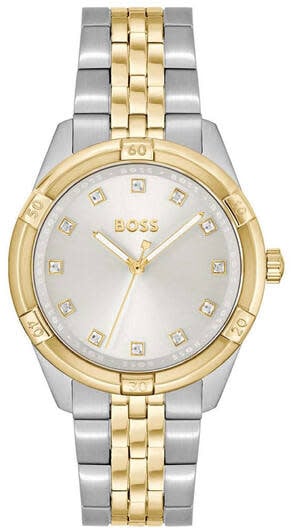 Hugo Boss BOSS Horloge Dames HB1502700 Staal Bicolor met Zirkonia Stenen 36mm Divers