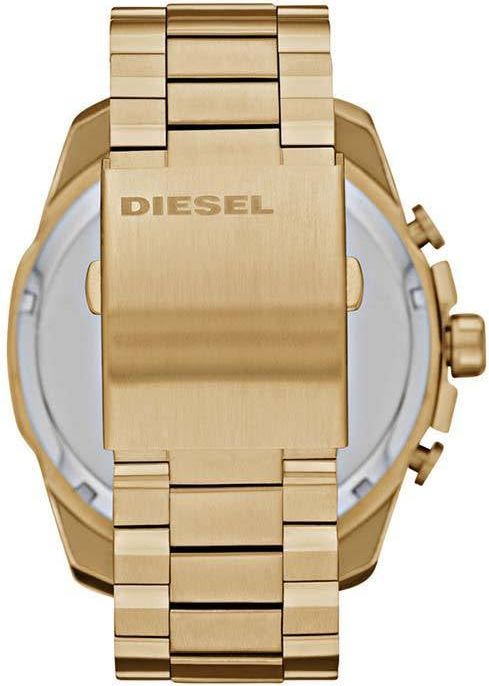 Diesel Diesel Heren Horloge DZ4360 Staal met Geelgouden Plating Mega Chief Quartz Chronograaf Divers