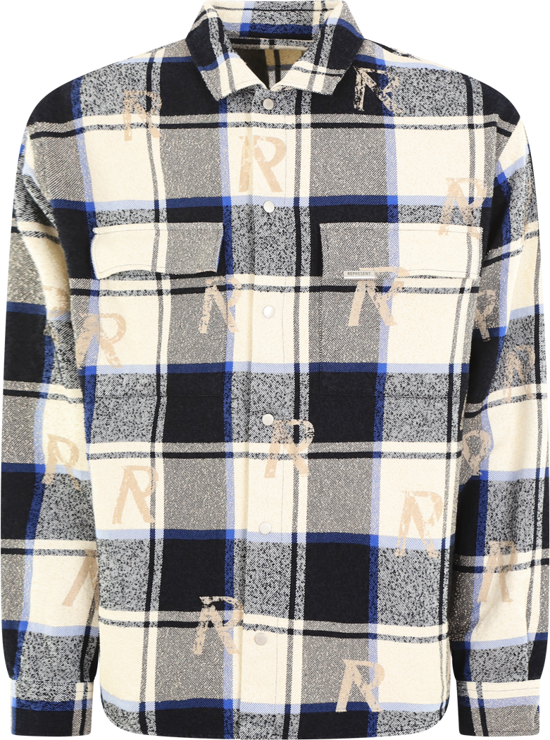 Represent Heren All Over Initial Flannel Shirt Blauw