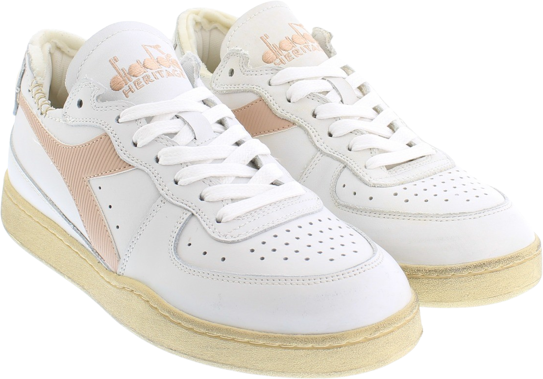 Diadora Dames Mi Basket Row Wit/Oudroze Wit