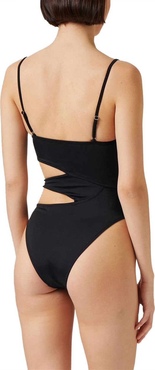 Iceberg Cut-out one-piece swimsuit with logo Zwart