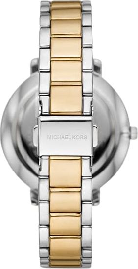 Michael Kors MK4595 horloge dames staal bi-color met witte wijzerplaat voorzien van MK preeg en gouden accenten Divers