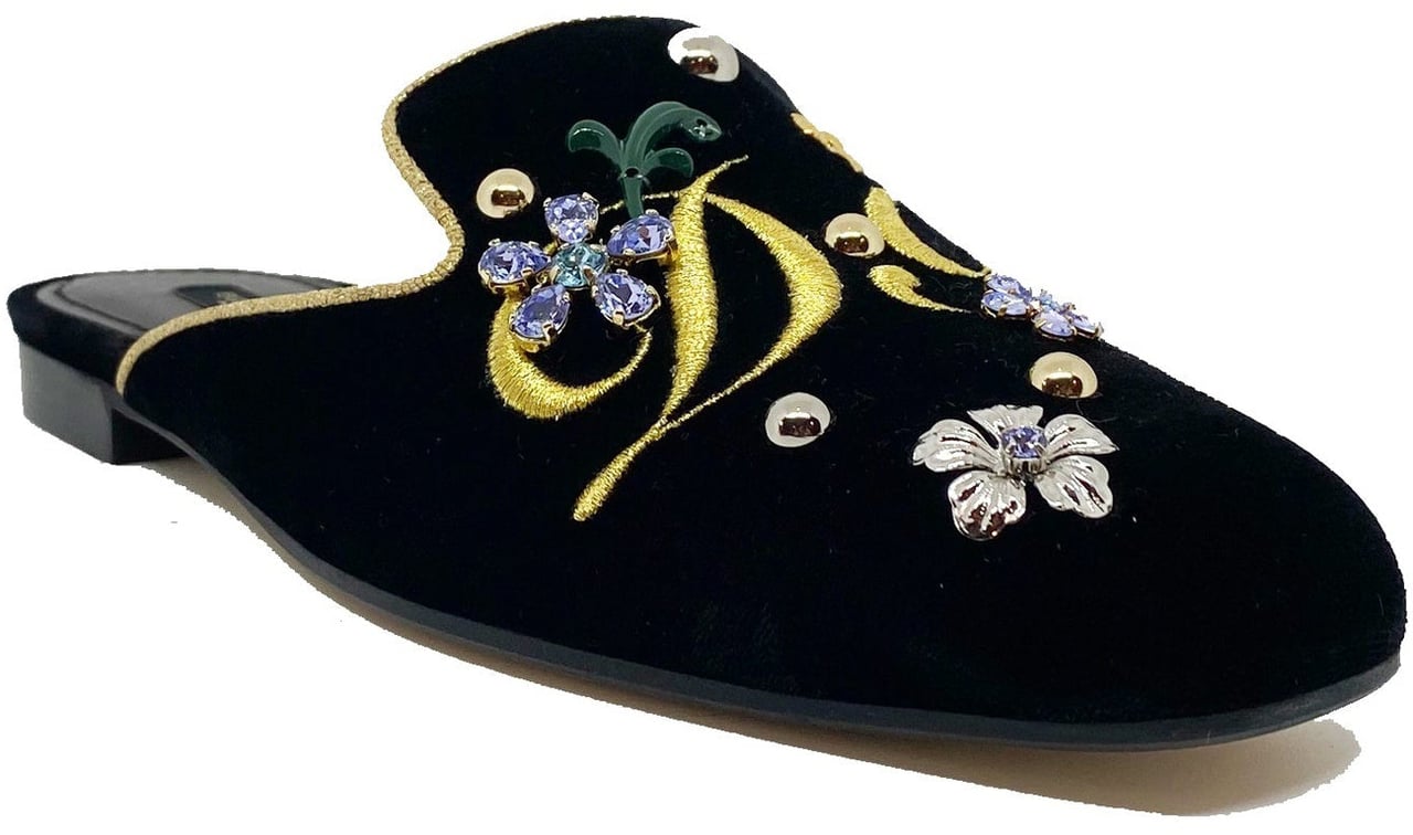 Dolce & Gabbana Dolce & Gabbana Velvet Mules Zwart