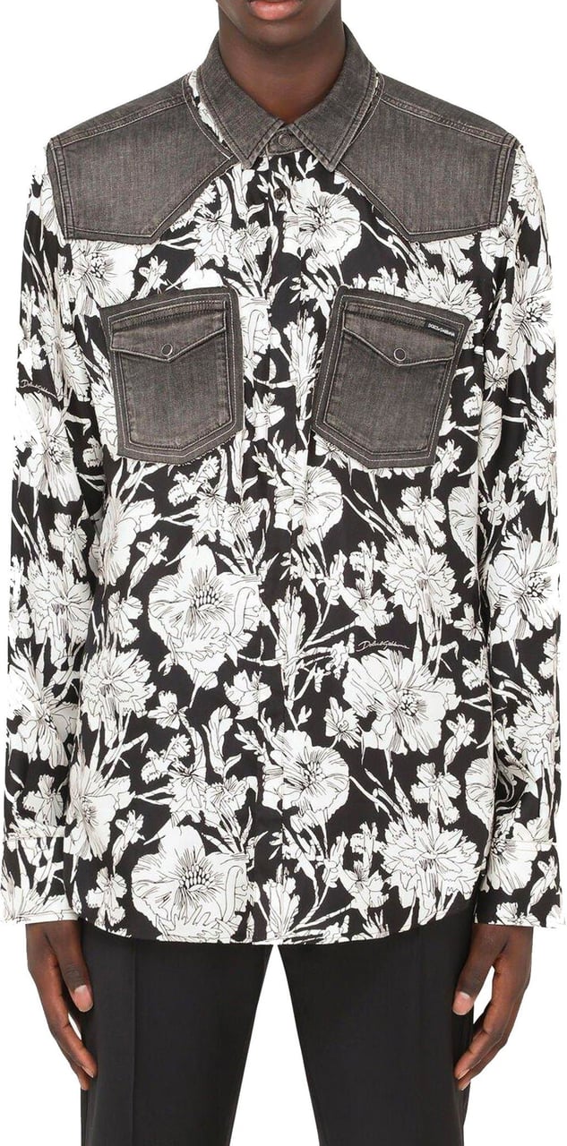 Dolce & Gabbana Dolce & Gabbana Flower Print Shirt Zwart