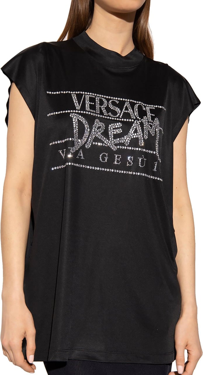 Versace Versace Top Deam Via Gesu Print Zwart