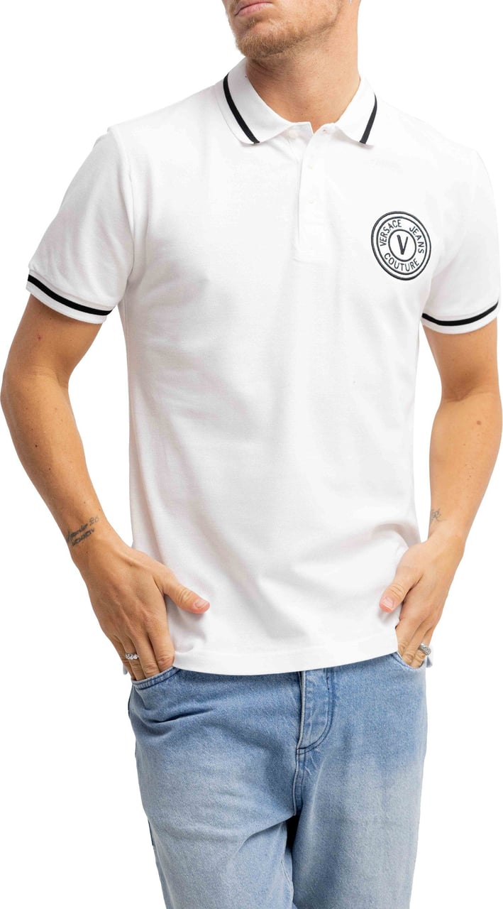 Versace Jeans Couture Versace Jeans Couture V-Emblem Polo Heren Wit Wit