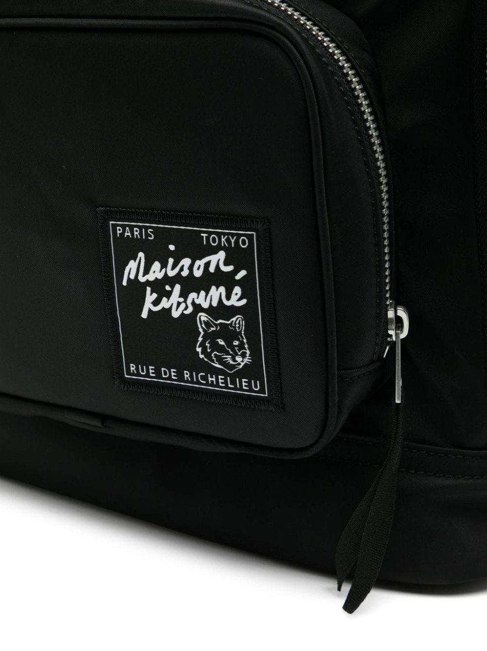 Maison Kitsuné sac a dos a logo applique Zwart