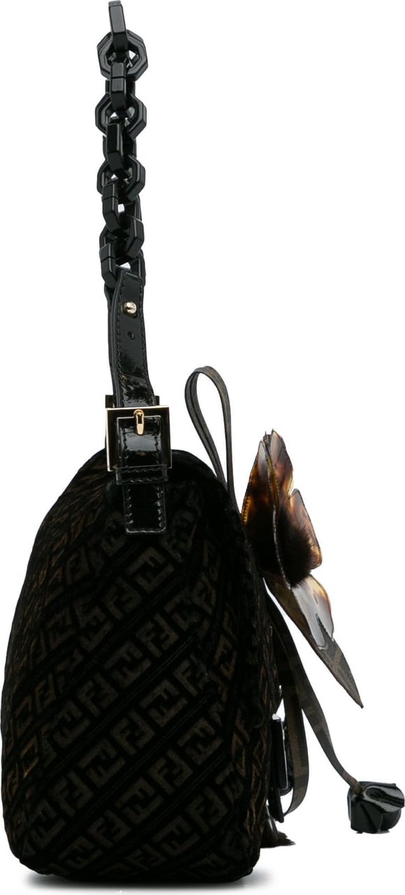 Fendi Zucchino Velvet Mamma Chain Shoulder Bag Bruin
