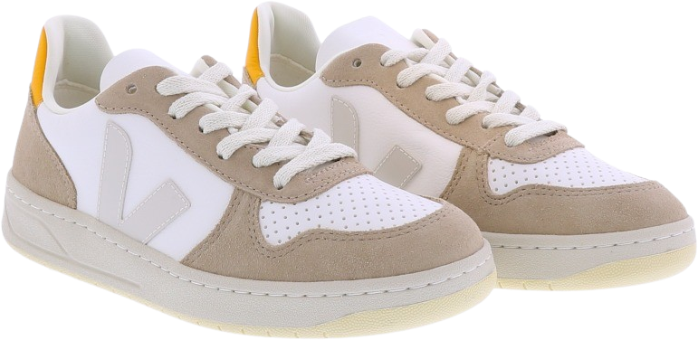 Veja Dames V-10 Sneaker Beige/Wit/Geel Beige