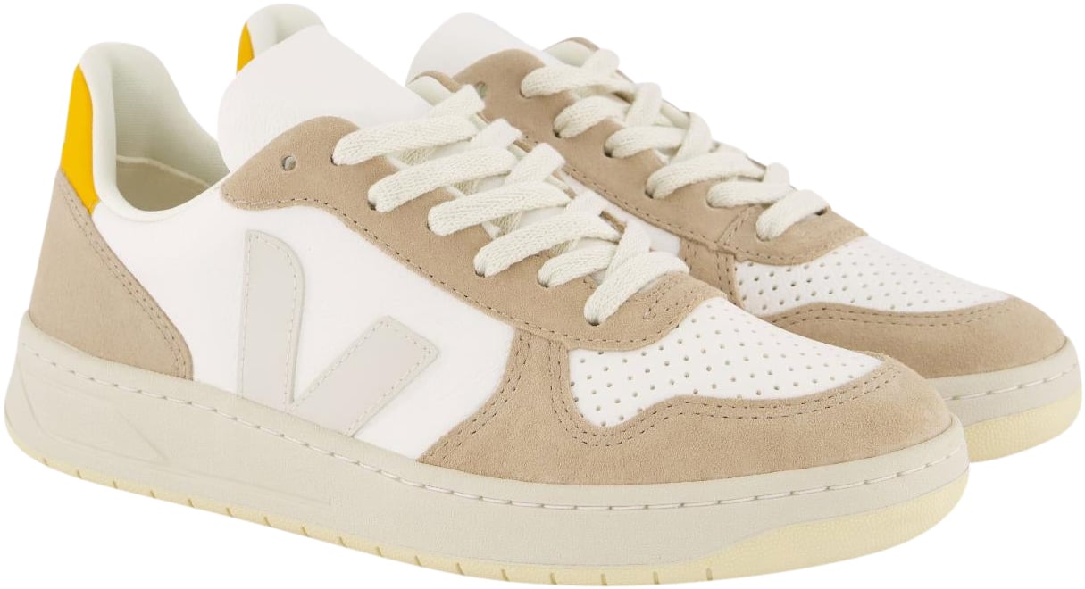 Veja Dames V-10 Sneaker Beige/Wit/Geel Beige