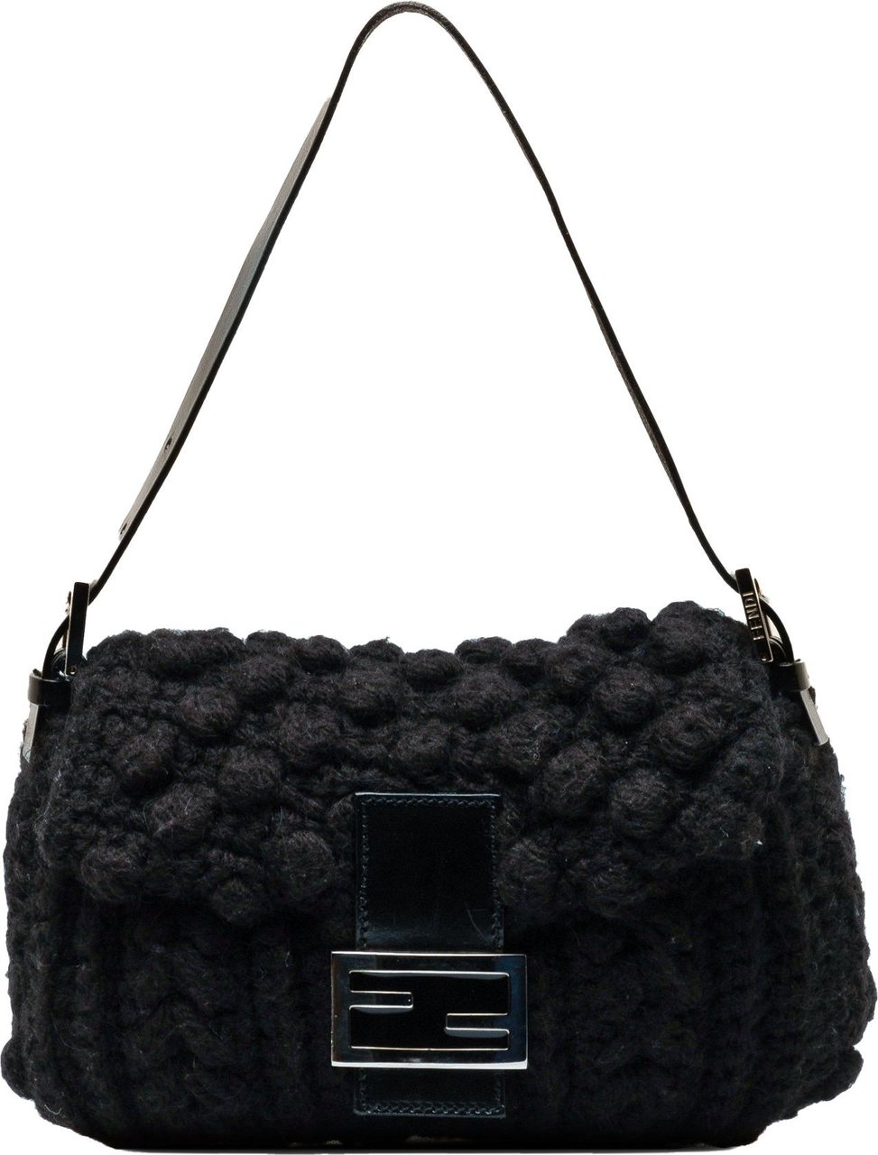 Fendi Wool Knit Shoulder Bag Zwart