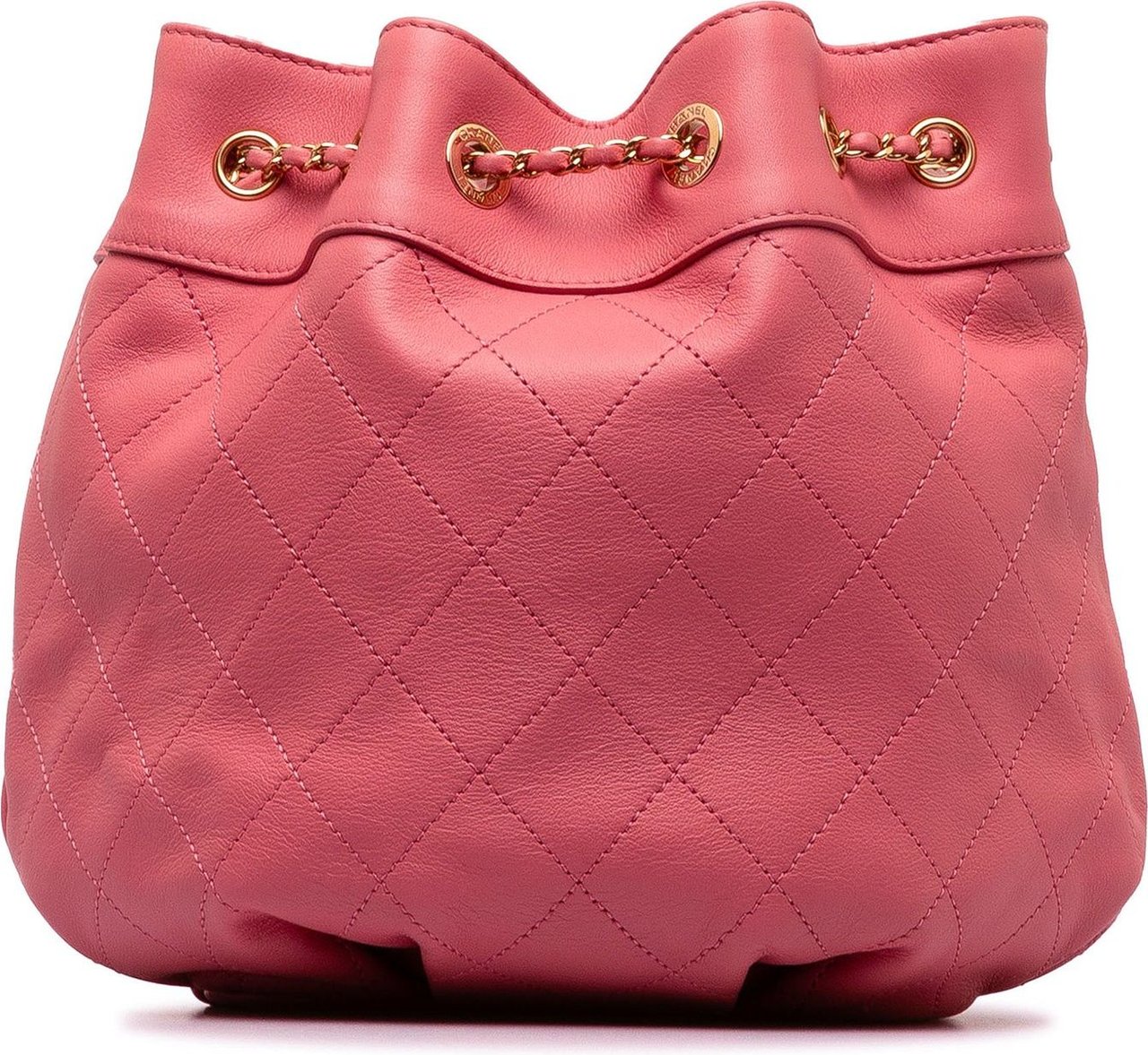 Chanel Small Quilted Calfskin Bucket Bag Roze