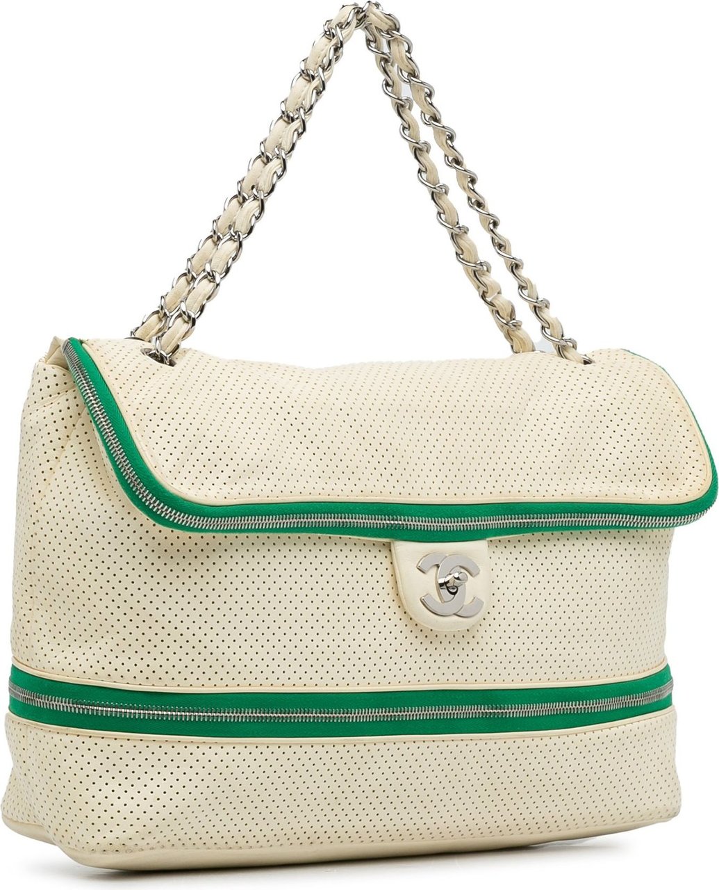 Chanel Perforated Expandable Shoulder Bag Wit